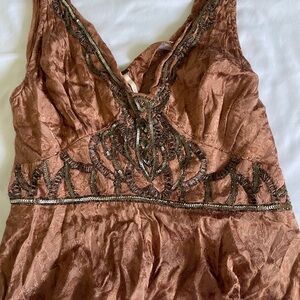 Free People Embellished Brown Top